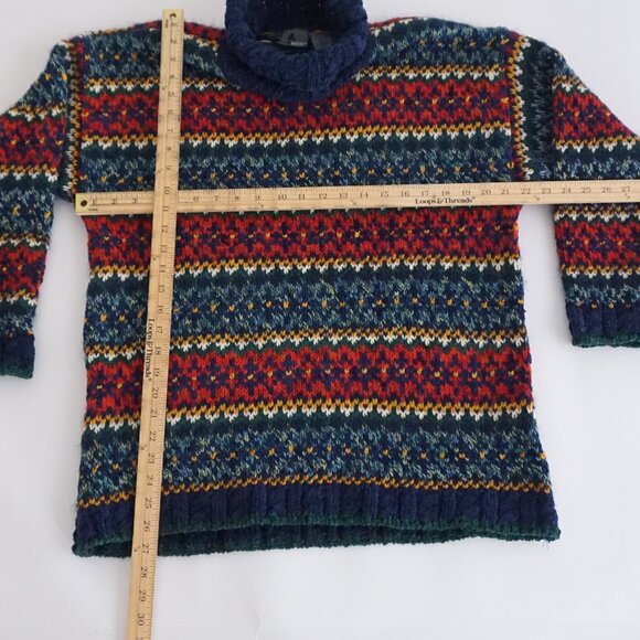 Vintage Liz Sport Fair Isle Wool Turtleneck Sweater Cabincore Apres Ski S - Picture 3 of 9
